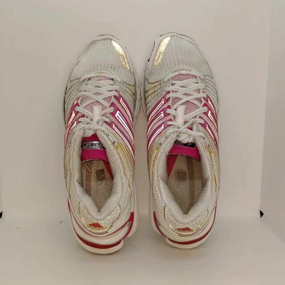 Adidas Adistar Womens Pre-owned White/Pink High End Running Sneakers - sz. 9 1/2